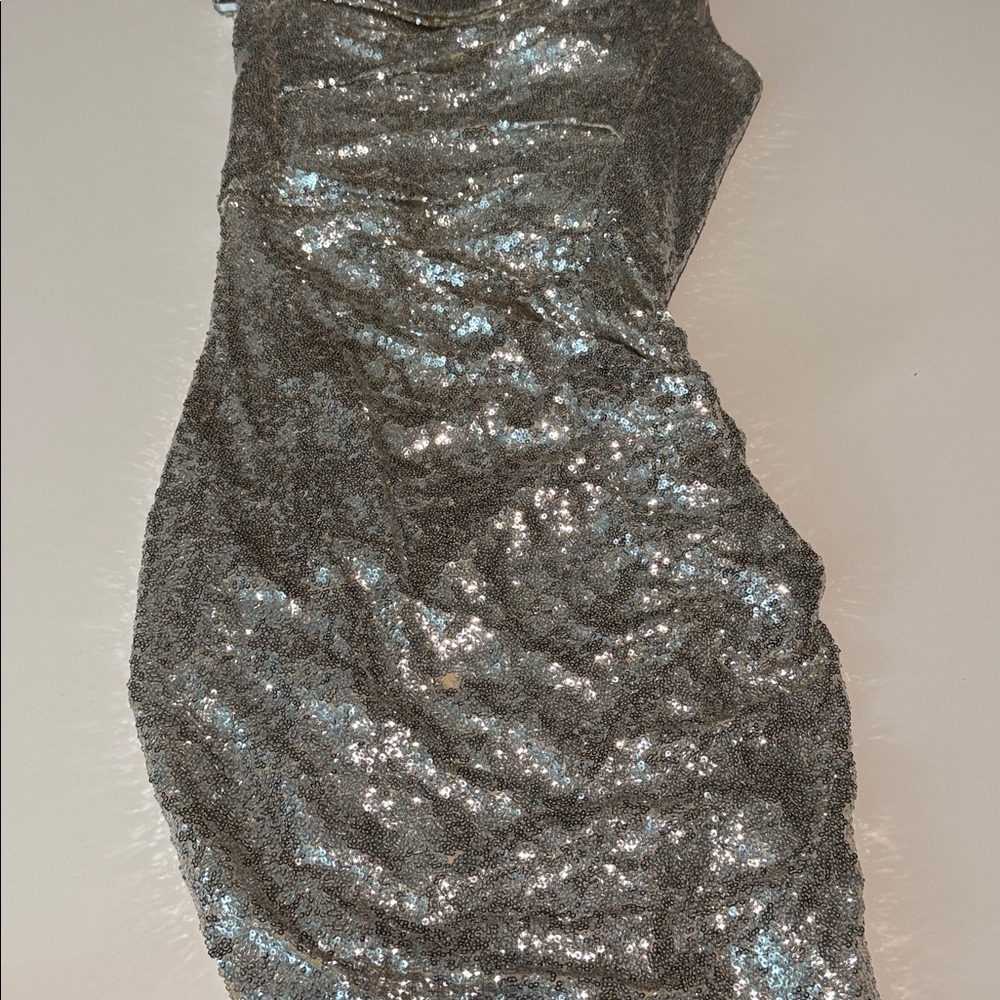 Elegant Silver Sequin Gown - Picture 14 of 15